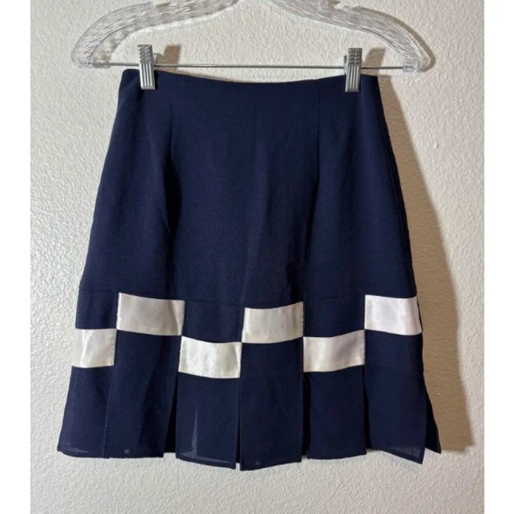 Vintage Y2K Nicole Miller Size 2 Navy Blue & White Carwash A-Line Skirt